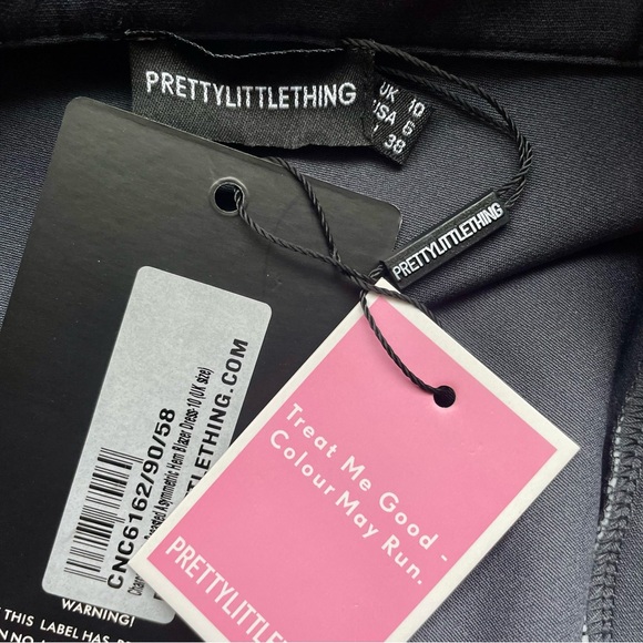 PrettyLittleThing Charcoal Double Breasted Asymmetric Hem Blazer Dress 6 NWT - Picture 4 of 7